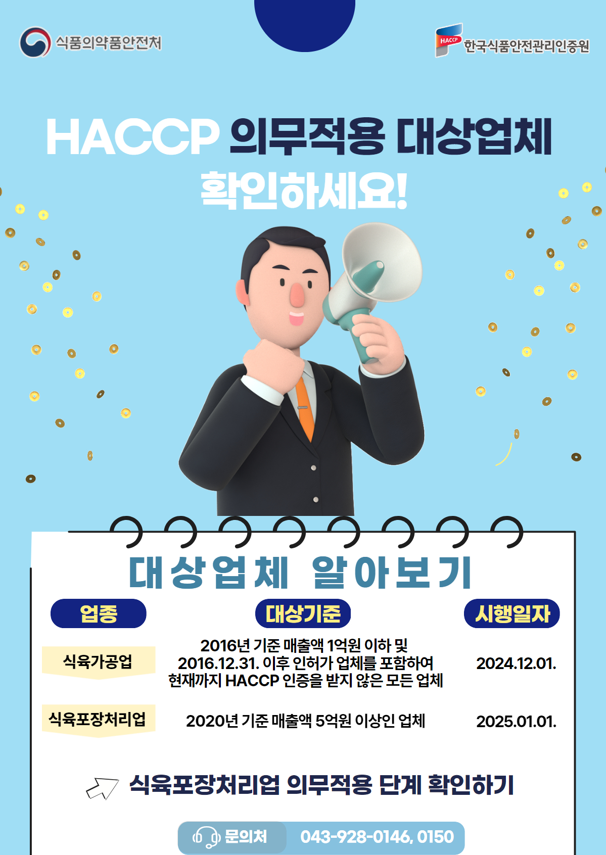 의무적용 대상확인 축산물가공업 의무단계 확인